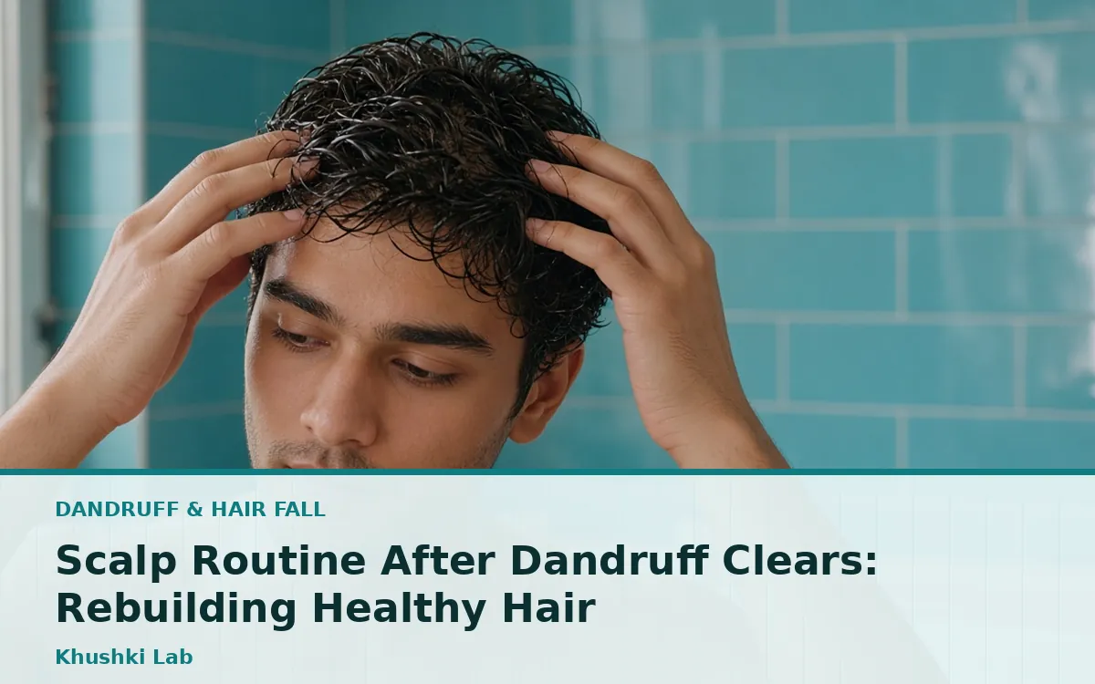 Young Pakistani man massaging his scalp after a shower