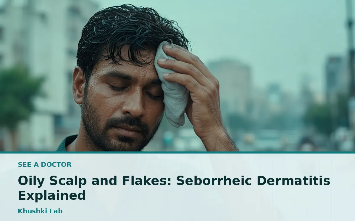 Pakistani man wiping sweat from his hairline on a humid Karachi street